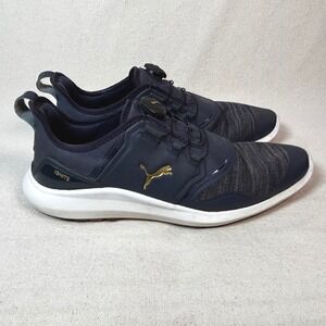 Puma Ignite Waterproof Spikeless Golf Shoes Men's Size 10 DISC System Navy Gold